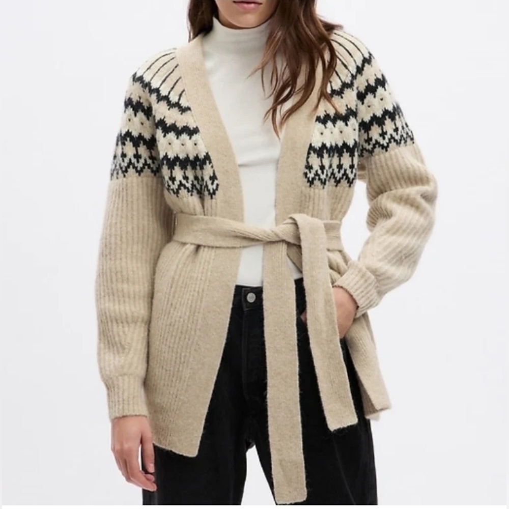 EUC GAP fair isle wrap sweater cardigan Small